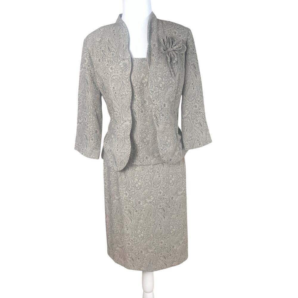 Vintage R&K Originals Sz 8 3-Piece Skirt Suit w/ Top Blazer Jacket Floral Print